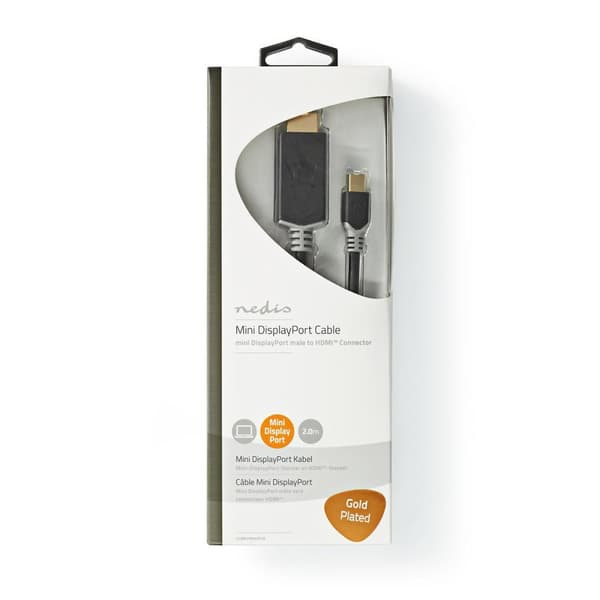 Mini DisplayPort kabel | DisplayPort 1.4 | Mini DisplayPort han | HDMI™ Stik | 48 Gbps | Guldplateret | 2.00 m | Runde | PVC | Antracit | Window Box