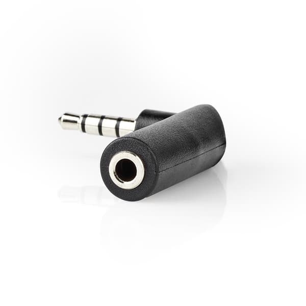 Stereo Audio Adapter | 3.5 mm Hanstik | 3.5 mm Hunstik | Nikkelplateret | Vinkel 90° | Metal | Sort | 10 stk. | Plastikpose
