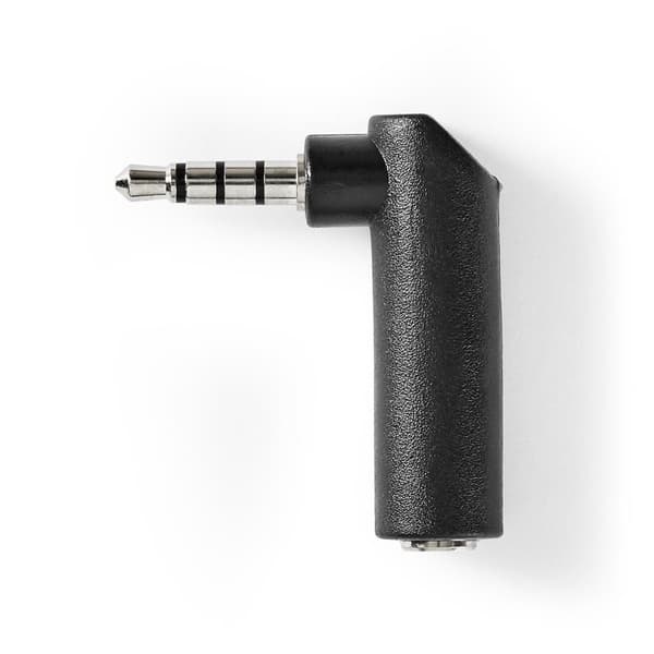 Stereo Audio Adapter | 3.5 mm Hanstik | 3.5 mm Hunstik | Nikkelplateret | Vinkel 90° | Metal | Sort | 10 stk. | Plastikpose