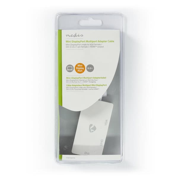 Displayport-adapter | Mini DisplayPort Hane | DVI-D 24+1-Pin Hona / HDMI™ Hona / VGA hona 15p | 4K@60Hz | Nickelplaterad | Omkopplingsbar | 0.20 m | R