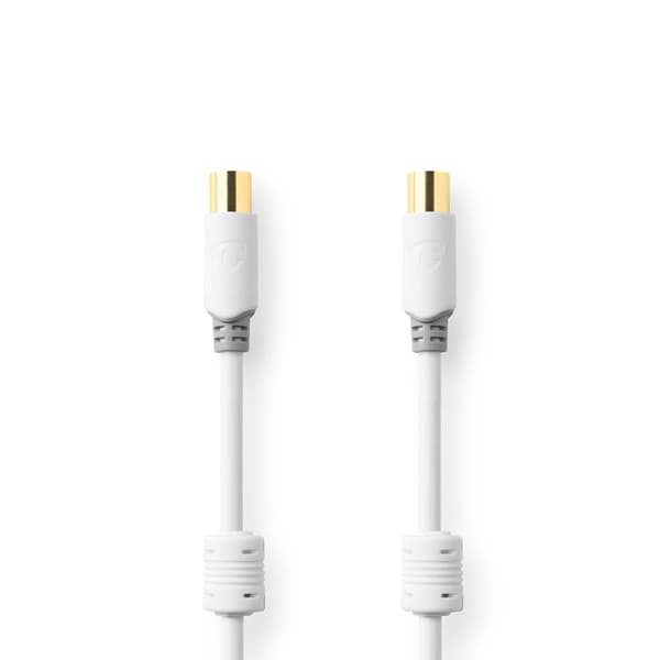 Koaksiaalikaapeli | IEC (Coax) Uros | IEC (Coax) Naaras | Kullattu | 100 dB | 75 Ohm | Tuplasuojattu | 10.0 m | Pyöreä | PVC | Valkoinen | Laatikko