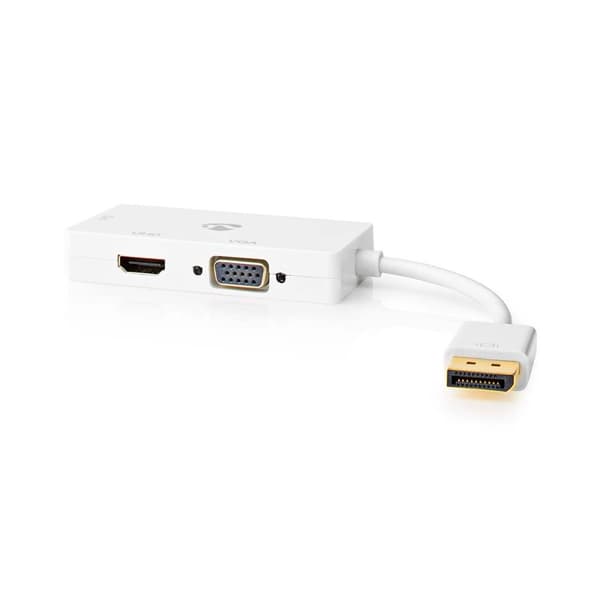 DisplayPort adapter | DisplayPort Han | DVI-D 24+1-Pins Hun / HDMI™ Hun / VGA Hun | 4K@60Hz | Guldplateret | Skiftelig | 0.20 m | Runde | ABS | ABS |