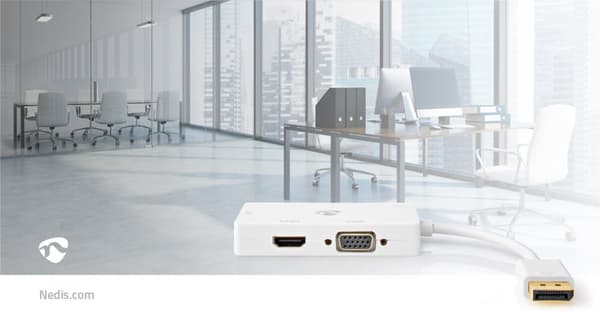 DisplayPort adapter | DisplayPort Han | DVI-D 24+1-Pins Hun / HDMI™ Hun / VGA Hun | 4K@60Hz | Guldplateret | Skiftelig | 0.20 m | Runde | ABS | ABS |