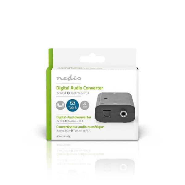 Digitaalinen Audiomuunnin | Yksisuuntainen | Tuloliitäntä: 2x RCA Naaras | Lähtöliitäntä: 1x S/PDIF (RCA) naaras / 1x TosLink naaras | ARC | Ohjekirja