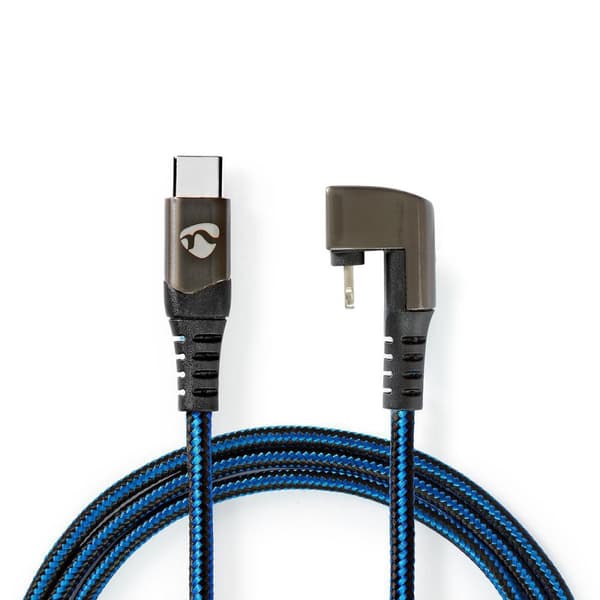 USB-kabel | USB 2.0 | Apple Lightning, 8-stifts | USB-C™ Hane | 60 W | 480 Mbps | Nickelplaterad | 1.00 m | Rund | Flätad / Nylon | Blå / Svart | Kart