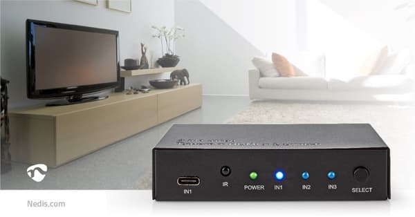 HDMI ™ Switch | 3-Port port(s) | 1x USB-C™ / 2x HDMI™ Inngang | 1x HDMI ™ -utgang | 4K@60Hz | 18.0 Gbps | Metall | Antrasitt