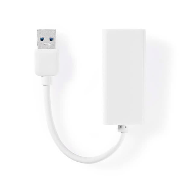 USB-nettverkskort | USB 3.2 Gen 1 | 1 Gbps | USB-A Han | RJ45 Hun | 0.20 m | Rund | Nikkel belagt | Bare kobber | Hvit | Boks Hvit