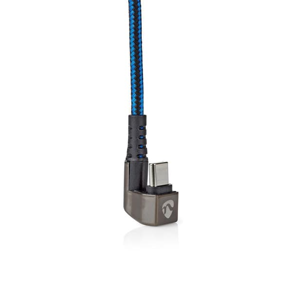 USB-kabel | USB 2.0 | USB-C™ Hane | USB-C™ Hane | 480 Mbps | Guldplaterad | 2.00 m | Rund | Flätad / Nylon | Blå / Svart | Kartong med täckt fönster