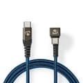 Miniatyrbild 1 av 8: USB-kabel | USB 2.0 | USB-C™ Hane | USB-C™ Hane | 480 Mbps | Guldplaterad | 2.00 m | Rund | Flätad / Nylon | Blå / Svart | Kartong med täckt fönster