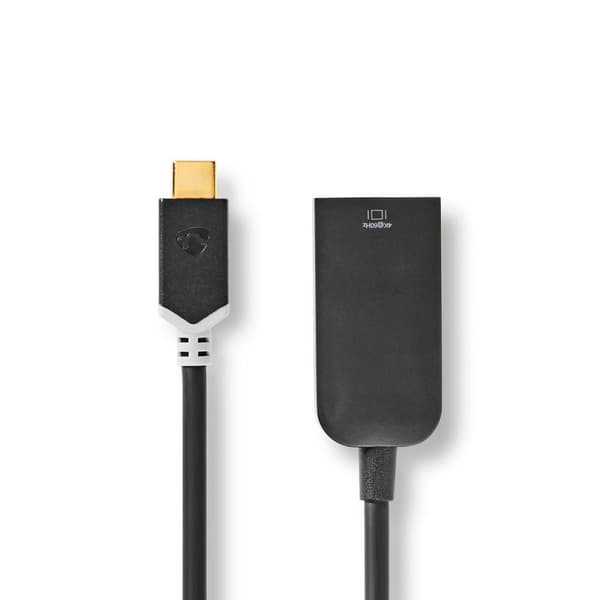 USB-C™ Adapter | USB 3.2 Gen 1 | USB-C™ Hann | HDMI™ Hun | 4K@60Hz | 0.20 m | Rund | Gull belagt | PVC | Antrasitt | Vindusboks med Euro Lock