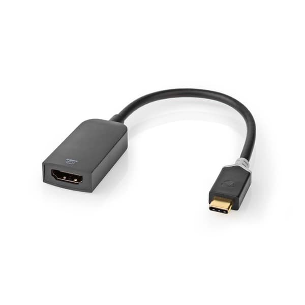 USB-C™ Adapter | USB 3.2 Gen 1 | USB-C™ Hann | HDMI™ Hun | 4K@60Hz | 0.20 m | Rund | Gull belagt | PVC | Antrasitt | Vindusboks med Euro Lock