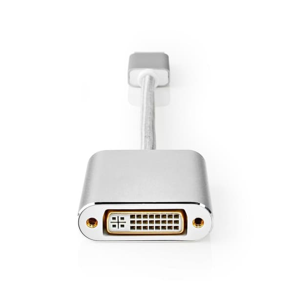 Displayport kabel | DisplayPort Han | DVI-D 24+1-Pins Hun | 1080p | Guldplateret | 0.20 m | Runde | Flettet | Sølv | Cover Window Box