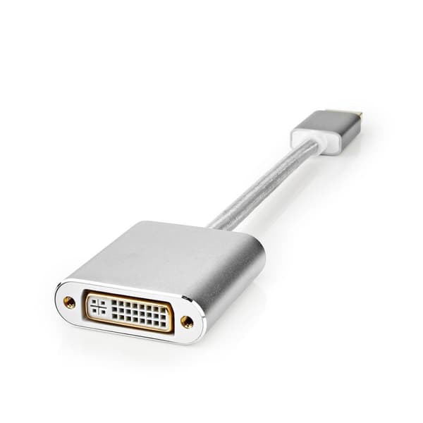 Displayport kabel | DisplayPort Han | DVI-D 24+1-Pins Hun | 1080p | Guldplateret | 0.20 m | Runde | Flettet | Sølv | Cover Window Box
