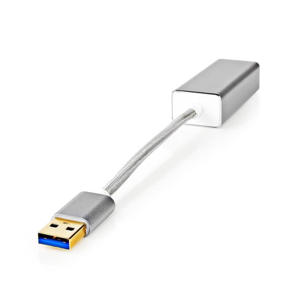 USB-nätverkskort | USB 3.2 Gen 1 | 1 Gbps | USB-A Hane | RJ45 Hona | 0.20 m | Rund | Guldplaterad | Bar koppar | Silver | Kartong med täckt fönster