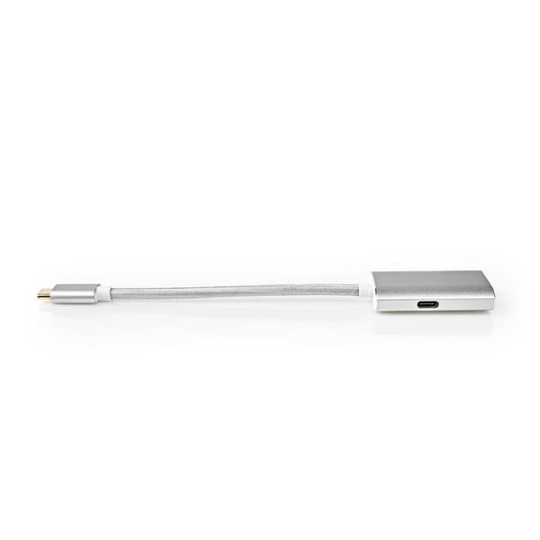 USB-C™ Adapter | USB 3.2 Gen 1 | USB-C™ Han | HDMI™ Hun | 4K@60Hz | Power delivery | 0.20 m | Runde | Guldplateret | Flettet / Nylon | Sølv | Cover Wi