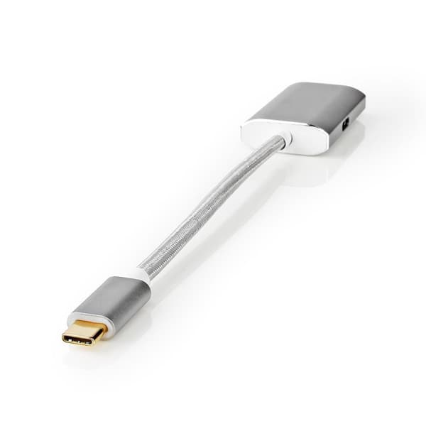 USB-C™ Adapter | USB 3.2 Gen 1 | USB-C™ Han | HDMI™ Hun | 4K@60Hz | Power delivery | 0.20 m | Runde | Guldplateret | Flettet / Nylon | Sølv | Cover Wi