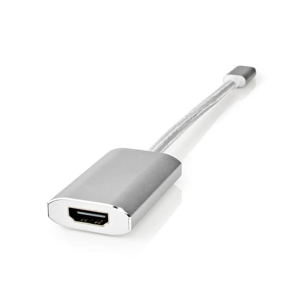 USB-C™ Adapter | USB 3.2 Gen 1 | USB-C™ Han | HDMI™ Hun | 4K@60Hz | Power delivery | 0.20 m | Runde | Guldplateret | Flettet / Nylon | Sølv | Cover Wi