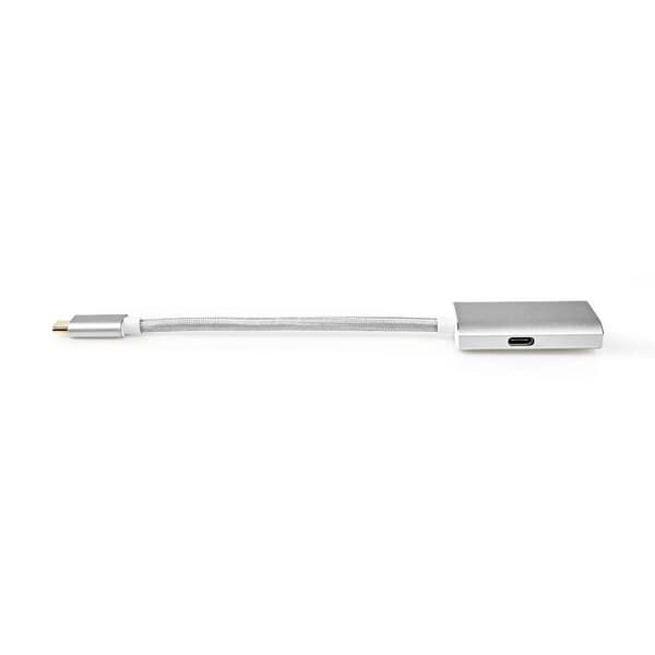 USB-C™ Adapter | USB 3.2 Gen 1 | USB-C™ Han | DisplayPort Hun / USB-C™ Hun | 4K@60Hz | Power delivery | 0.20 m | Runde | Guldplateret | Flettet / Nylo