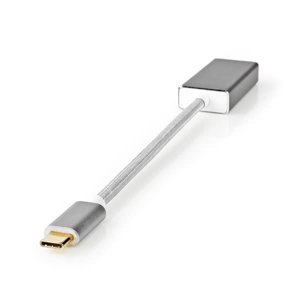 USB-C™ Adapter | USB 3.2 Gen 1 | USB-C™ Han | Mini DisplayPort Hunstik | 0.20 m | Runde | Guldplateret | Flettet / Nylon | Sølv | Cover Window Box