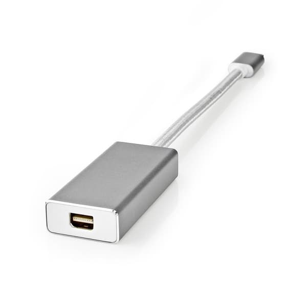 USB-C™ Adapter | USB 3.2 Gen 1 | USB-C™ Han | Mini DisplayPort Hunstik | 0.20 m | Runde | Guldplateret | Flettet / Nylon | Sølv | Cover Window Box