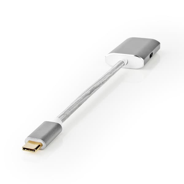 USB-C™ Adapter | USB 3.2 Gen 1 | USB-C™ Hann | Mini DisplayPort Hun | Power delivery | 0.20 m | Rund | Gull belagt | Flettet / Nylon | Sølv | Deksel V