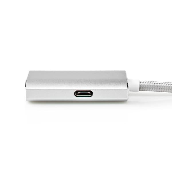 USB-C™ Adapter | USB 3.2 Gen 1 | USB-C™ Han | HDMI™ Hun | 4K@60Hz | Power delivery | 2.00 m | Runde | Guldplateret | Flettet / Nylon | Sølv | Cover Wi