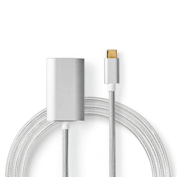 USB-C™ Adapter | USB 3.2 Gen 1 | USB-C™ Hann | HDMI™ Hun | 4K@60Hz | Power delivery | 2.00 m | Rund | Gull belagt | Flettet / Nylon | Sølv | Deksel Vi