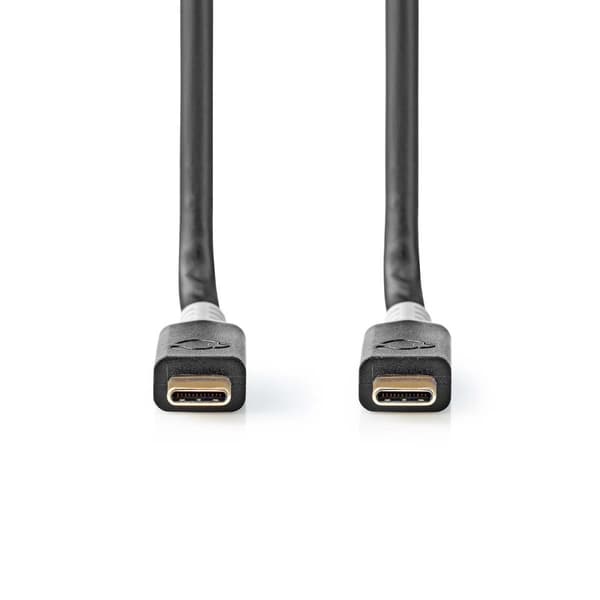 USB-kabel | USB 3.2 Gen 2x2 | USB-C™ Hane | USB-C™ Hane | 100 W | 4K@60Hz | 20 Gbps | Guldplaterad | 1.00 m | Rund | PVC | Antracit | Kartong med föns