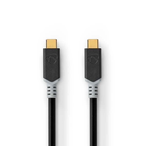 USB-kabel | USB 3.2 Gen 2x2 | USB-C™ Hane | USB-C™ Hane | 100 W | 4K@60Hz | 20 Gbps | Guldplaterad | 1.00 m | Rund | PVC | Antracit | Kartong med föns