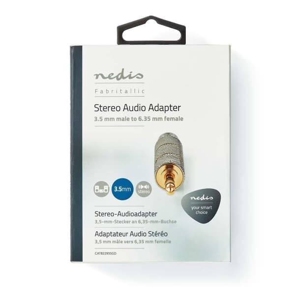 Stereo Audio Adapter | 3.5 mm Han | 6.35 mm Hun | Gull belagt | Rett | Metall | Gull / Metall | 1 stk. | Deksel Vindusboks