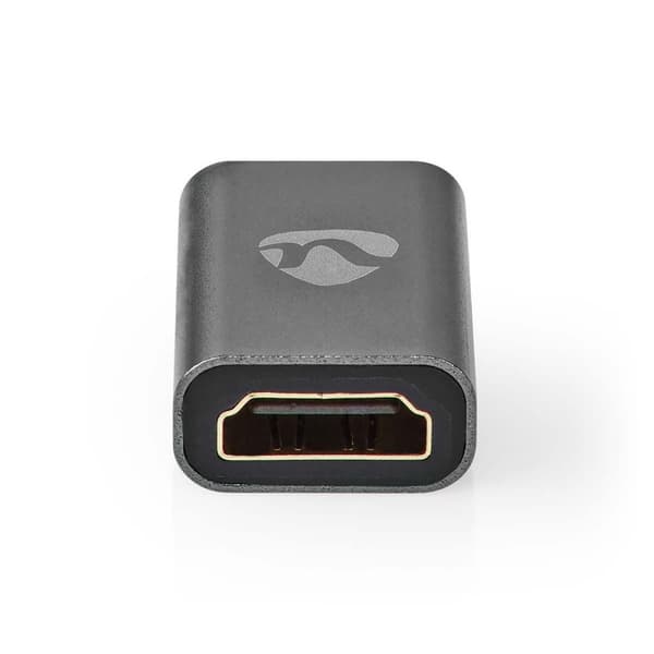 HDMI™ Adapter | HDMI™ Han / HDMI™ Mini-stik | HDMI ™ -udgang / HDMI™ Hun | Guldplateret | Lige | Aluminium | Gun Metal Grå | 1 stk. | Cover Window Box