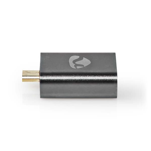 HDMI™ Adapter | HDMI™ Han / HDMI™ Micro-stik | HDMI ™ -udgang / HDMI™ Hun | Guldplateret | Lige | Aluminium | Gun Metal Grå | 1 stk. | Cover Window Bo