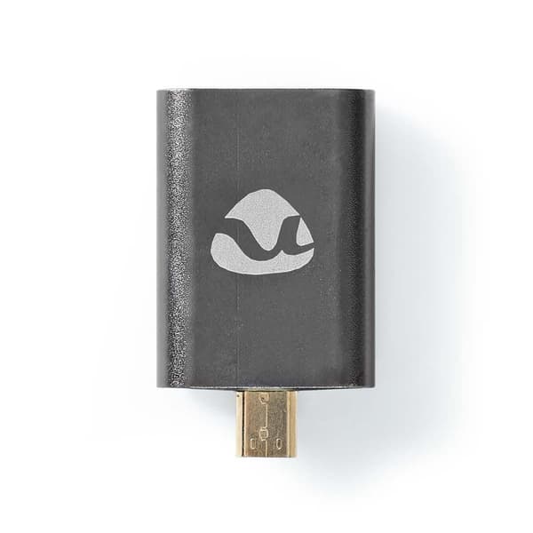 HDMI™ Adapter | HDMI™ Han / HDMI™ Micro-stik | HDMI ™ -udgang / HDMI™ Hun | Guldplateret | Lige | Aluminium | Gun Metal Grå | 1 stk. | Cover Window Bo