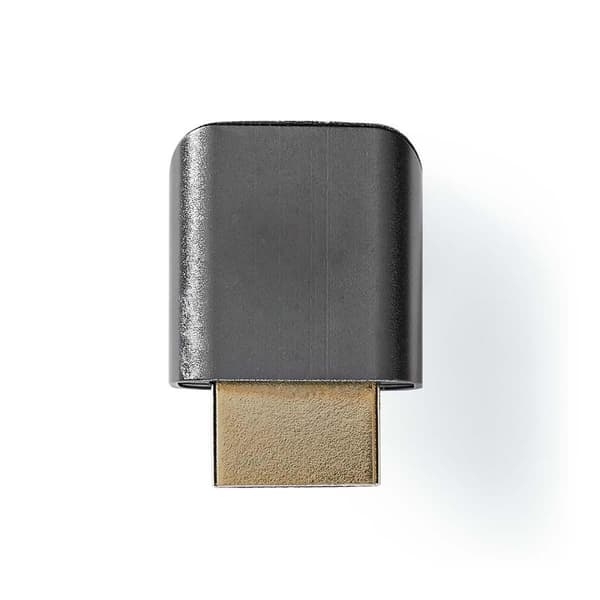 HDMI™ Adapter | HDMI™ Han / HDMI™ Stik | HDMI ™ -udgang / HDMI™ Hun | Guldplateret | Vinkel 90° | Aluminium | Gun Metal Grå | 1 stk. | Cover Window Bo