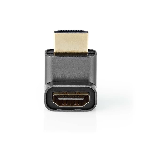 HDMI™ Adapter | HDMI™ Hane / HDMI™ Kontakt | HDMI™ Hona / HDMI™ Utgång | Guldplaterad | Vinklat 270° | Aluminium | Grått Med Metall | 1 st. | Kartong