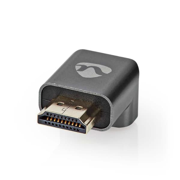HDMI™ Adapter | HDMI™ Hane / HDMI™ Kontakt | HDMI™ Hona / HDMI™ Utgång | Guldplaterad | Vinklat 270° | Aluminium | Grått Med Metall | 1 st. | Kartong