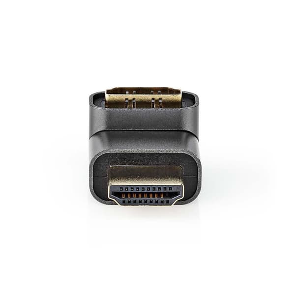 HDMI™ Adapter | HDMI™ Hane / HDMI™ Kontakt | HDMI™ Hona / HDMI™ Utgång | Guldplaterad | Vinklat 270° | Aluminium | Grått Med Metall | 1 st. | Kartong