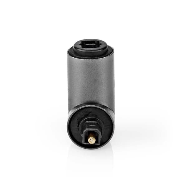 TosLink Adapter | Toslink Hunn | TosLink Han | Vinklet 90° | Aluminium | Gun Metal Grå | 1 stk. | Boks