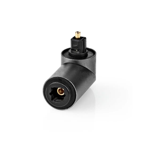 TosLink Adapter | TosLink Hona | TosLink Hane | Vinklat 90° | Aluminium | Grått Med Metall | 1 st. | Låda