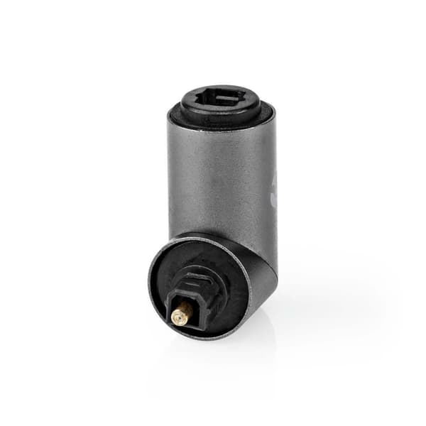 TosLink Adapter | TosLink Hona | TosLink Hane | Vinklat 90° | Aluminium | Grått Med Metall | 1 st. | Låda