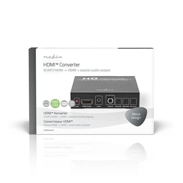 HDMI ™ Converter | SCART Hunn | HDMI™ Utgang / 1x 3,5 mm lydutgang / 1x digital lyd | 1-veis | 1080p | 1.65 Gbps | Aluminium | Antrasitt