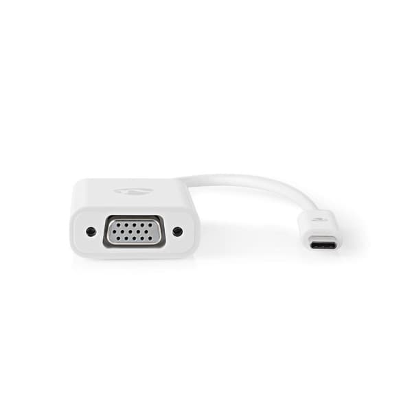 USB-C™ Adapter | USB 3.2 Gen 1 | USB-C™ Han | VGA Hun | 1080p | 5 Gbps | 0.20 m | Runde | Nikkelplateret | PVC | Hvid | Plastikpose