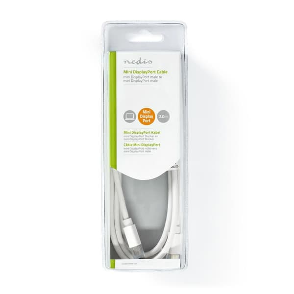 Mini DisplayPort kabel | DisplayPort 1.4 | Mini DisplayPort han | Mini DisplayPort han | 48 Gbps | Nikkelplateret | 2.00 m | Runde | PVC | Hvid | Blis