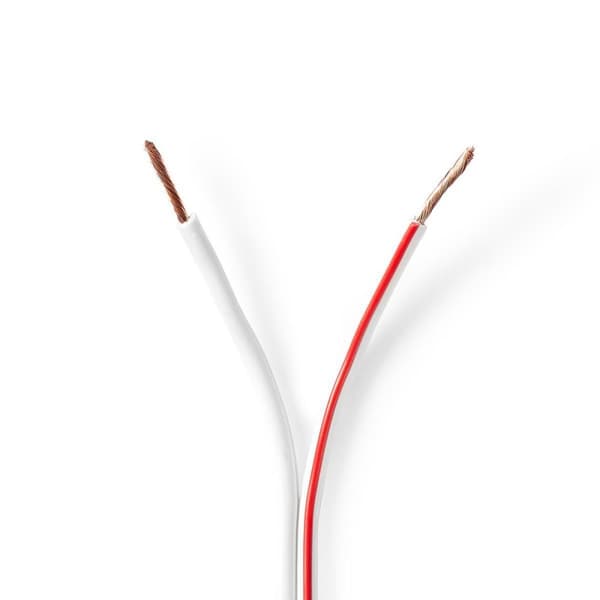 Speaker Cable | 2x 1.50 mm² | CCA | 100.0 m | Rund | PVC | Hvit | Pakk Inn