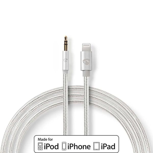 Lightning Adapter | Apple Lightning 8-pin | 3.5 mm Hanstik | Guldplateret | 1.00 m | Runde | Nylon