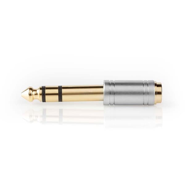 Stereo Audio Adapter | 6.35 mm Hane | 3.5 mm Hona | Guldplaterad | Rak | Metall | Silver | 1 st. | Låda