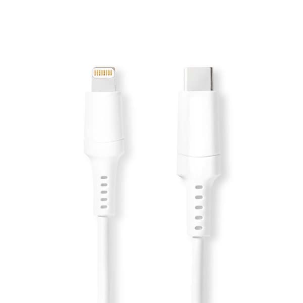 Lightning Kabel | USB 2.0 | Apple Lightning 8-pin | USB-C™ Han | 480 Mbps | Nikkelplateret | 2.00 m | Runde | PVC | Hvid | Box