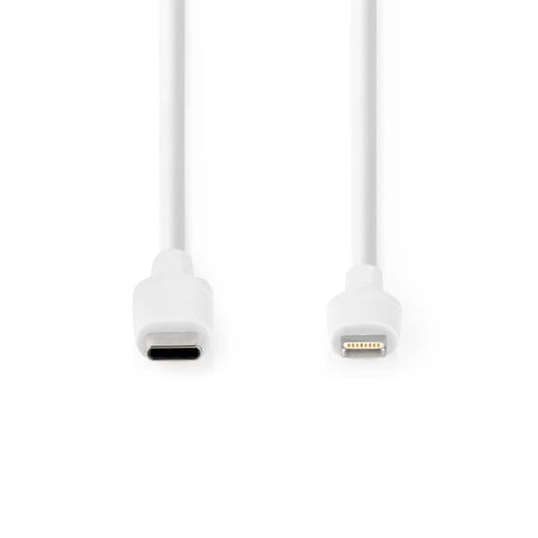 Lightning Kabel | USB 2.0 | Apple Lightning 8-pin | USB-C™ Han | 480 Mbps | Nikkelplateret | 2.00 m | Runde | PVC | Hvid | Box