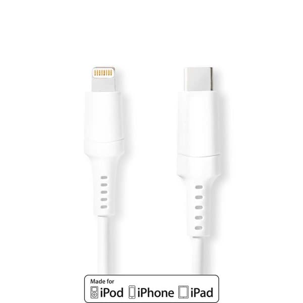 Lightning Kabel | USB 2.0 | Apple Lightning 8-pin | USB-C™ Han | 480 Mbps | Nikkelplateret | 2.00 m | Runde | PVC | Hvid | Box