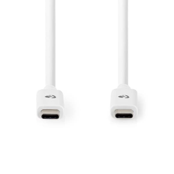 USB-kabel | USB 3.2 Gen 2 | USB-C™ Hane | USB-C™ Hane | 100 W | 4K@60Hz | 10 Gbps | Nickelplaterad | 1.00 m | Rund | PVC | Vit | Låda
